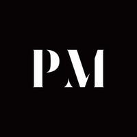 pm logo brief eerste logo ontwerpen sjabloon vector