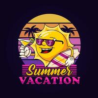 zomer vakantie, ontspannende zon mascotte. perfect voor logo's, mascottes, t-shirts, stickers en posters vector