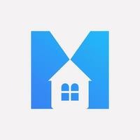 brief m huis logo concept met huis icoon voor echt landgoed symbool vector