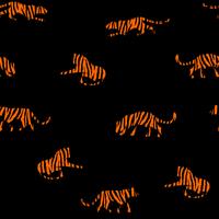 Naadloos exotisch patroon met abstracte silhouetten van tijgers. vector