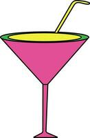 cocktail glas in roze en geel kleur. vector