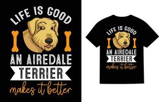 airedale hond t-shirt ontwerp vector