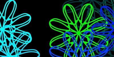 donkerblauwe, groene vectorachtergrond met chaotische vormen. vector