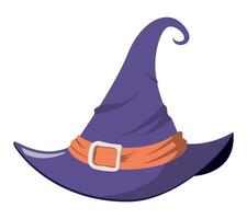 tekenfilm Purper heks hoed. vector illustratie. geïsoleerd Aan een wit achtergrond. halloween magie tovenaar heks hoed