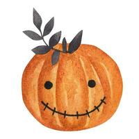 oranje pompoen krik. Halloween. geïsoleerd element Aan wit achtergrond. waterverf illustratie vector