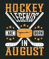 hockey legends zijn geboren in augustus vector