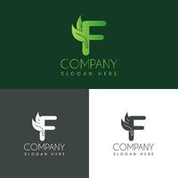 f brief met blad logo ontwerp, creatief modern brieven vector icoon logo illustratie voorraad vector