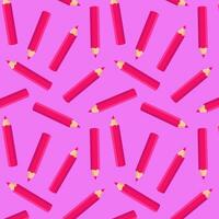 naadloos patroon neon roze potloden Aan Purper achtergrond.kids school- schrijfbehoeften doodles getrokken door roze potloden.art en creativiteit, pak voor tekening.vector illustratie vector