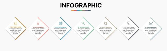 7 stappen opties tijdlijn bedrijf infographic sjabloon ontwerp vector