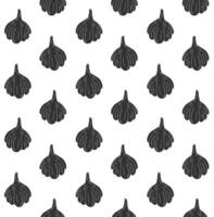 vector zwart naadloos patroon van schetsen knoflook