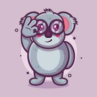 schattig koala dier karakter mascotte met OK teken hand- gebaar geïsoleerd tekenfilm in vlak stijl ontwerp vector