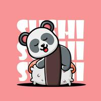 schattig panda slapen Aan sushi vector