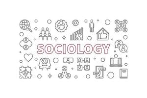 sociologie vector schets horizontaal banier - sociaal wisselwerking concept achtergrond