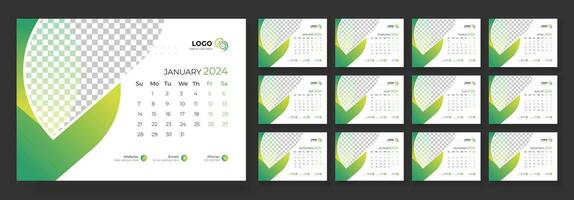 bureau kalender sjabloon 2024. bureau kalender in een minimalistische stijl. week begint Aan zondag. kalender 2024 ontwerper zakelijke sjabloon ontwerp. vector
