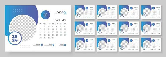 bureau kalender sjabloon 2024. bureau kalender in een minimalistische stijl. week begint Aan zondag. vector