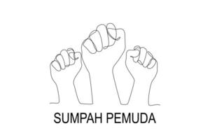 doorlopend een lijn tekening selamat hari sumpah pemuda. vertaling gelukkig Indonesisch jeugd belofte concept. tekening vector illustratie.