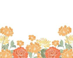 hand- getrokken oranje roos en wild bloem achtergrond vector