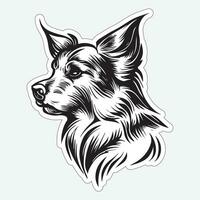 zwart en wit hond sticker voor het drukken vector