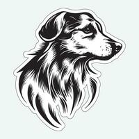 zwart en wit hond sticker voor het drukken vector