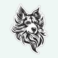 zwart en wit hond sticker voor het drukken vector