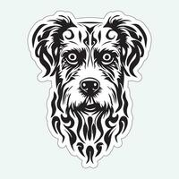 zwart en wit hond sticker voor het drukken vector