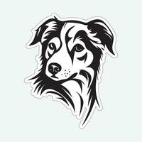 zwart en wit hond sticker voor het drukken vector