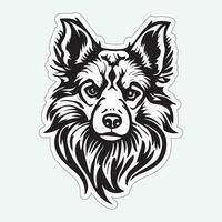 zwart en wit hond sticker voor het drukken vector