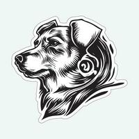 hond kunst zwart en wit sticker voor het drukken vector