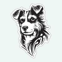 hond kunst zwart en wit sticker voor het drukken vector