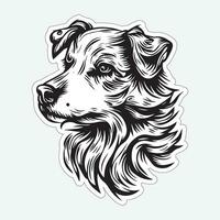 hond kunst zwart en wit sticker voor het drukken vector