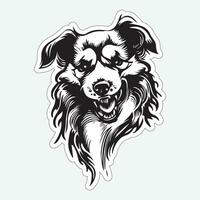 hond kunst zwart en wit sticker voor het drukken vector