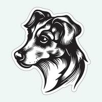 hond kunst zwart en wit sticker voor het drukken vector