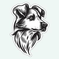 hond kunst zwart en wit sticker voor het drukken vector