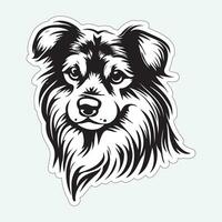 hond kunst zwart en wit sticker voor het drukken vector