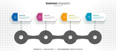 creatief concept voor infographic met 4 stappen, opties, onderdelen of processen. bedrijf gegevens visualisatie. vector