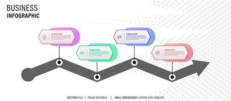 vier stappen tijdlijn infographic sjabloon vector. vector