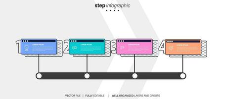 infographics aantal opties sjabloon met 4 stappen . kan worden gebruikt voor workflow lay-out, diagram, bedrijf opties, banier, web ontwerp vector