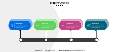 wit vector infographic sjabloon. flowchart presentatie ontwerp elementen met tekst ruimte. gegevens visualisatie met 4 stappen. werkwijze tijdlijn grafiek. workflow lay-out met copyspace