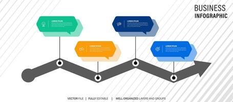 bedrijf infographic ontwerp sjabloon vector met pictogrammen en 4 opties of stappen.