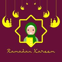 bidden moslim dame voor Ramadan kareem viering illustratie vector