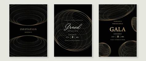 luxe gala uitnodiging kaart achtergrond vector. gouden elegant wireframe goud patroon Aan zwart achtergrond. premie ontwerp illustratie voor bruiloft en vip Hoes sjabloon, groots opening. vector