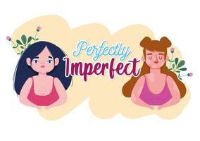 perfect imperfecte plus size vrouwen en vrouw met vitiligo vector