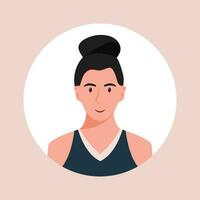 cirkel de avatar met de portret Dames van divers races en kapsels. verzameling van gebruiker profielen. ronde icoon met gelukkig glimlachen menselijk. kleurrijk vlak vector illustratie.