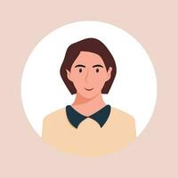 cirkel de avatar met de portret Dames van divers races en kapsels. verzameling van gebruiker profielen. ronde icoon met gelukkig glimlachen menselijk. kleurrijk vlak vector illustratie.