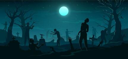 halloween eng zombie verschrikking begraafplaats achtergrond vector