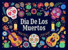 dia de los Muertos Mexicaans banier met schedels vector