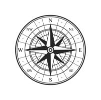 oud kompas teken. wijnoogst kaart wind roos symbool vector