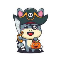 piraten ezel in halloween dag. schattig halloween tekenfilm illustratie. vector