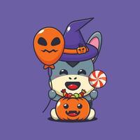 heks ezel Holding halloween ballon en snoep. vector