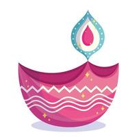 gelukkig diwali-festival, roze diya lamp licht feestelijke viering gedetailleerd vector